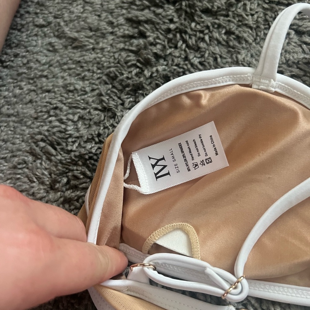 NWT IVY SWIMWEAR NOLA WHITE IN NUDE MESH TOP - Picture 6 of 6